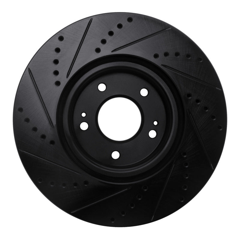 R1 Concepts R1 03-06 Mitsubishi Lancer Front Right Drilled & Slotted Black Brake Rotor