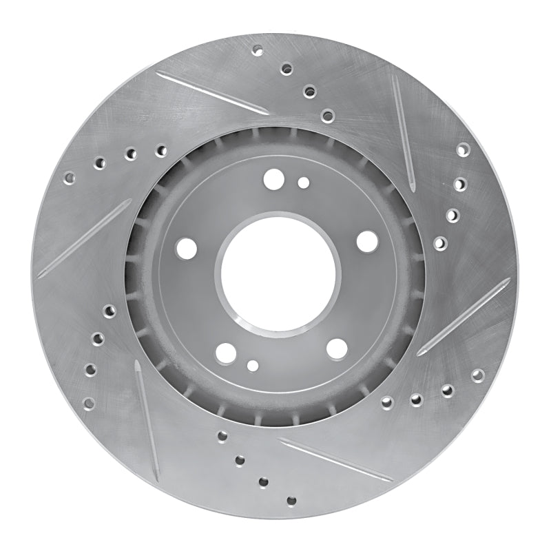 R1 Concepts R1 10-13 Kia Forte Koup Front Left Drilled & Slotted Silver Brake Rotor