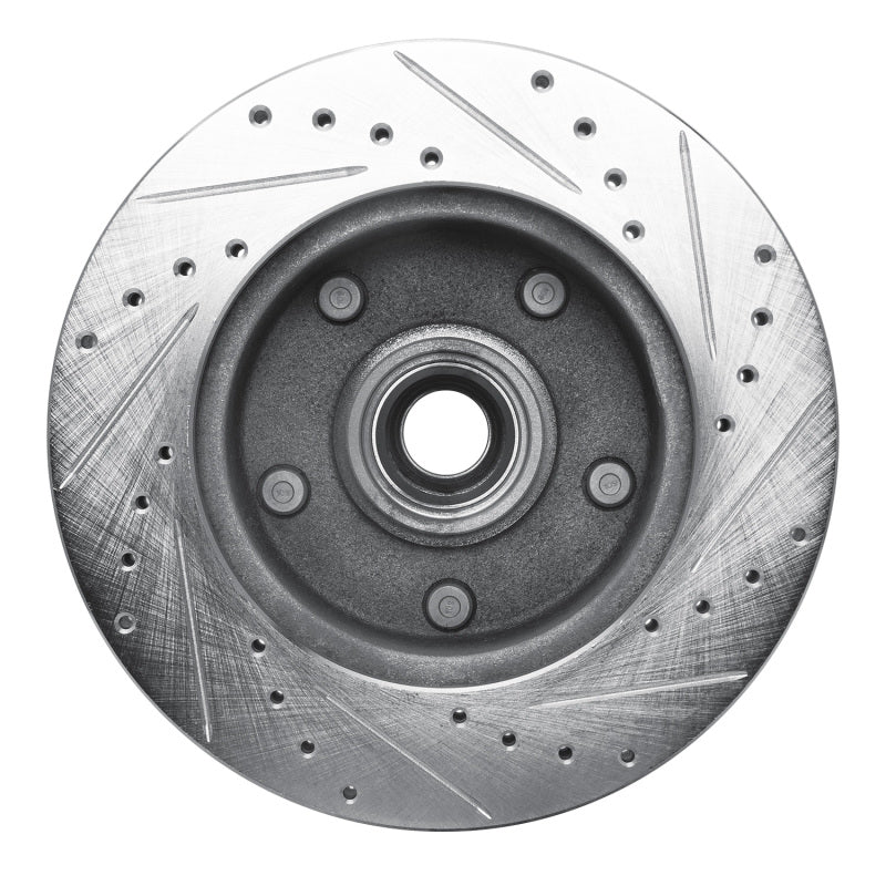 R1 Concepts R1 94-01 Ford E-150 Econoline Club Wagon Front Left Drilled & Slotted Silver Brake Rotor