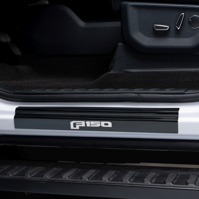 Putco 15-20 Ford F-150 - Regular Cab & SuperCab w/ F-150 Etching (2pcs) Black Platinum Door Sill