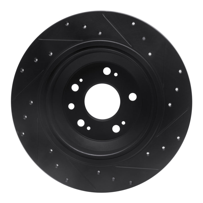 R1 Concepts R1 09-14 Acura TL Rear Left Drilled & Slotted Black Brake Rotor