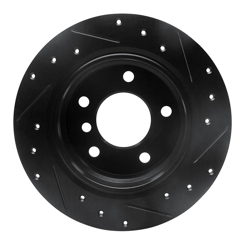 R1 Concepts R1 95-99 BMW 318TI Rear Left Drilled & Slotted Black Brake Rotor