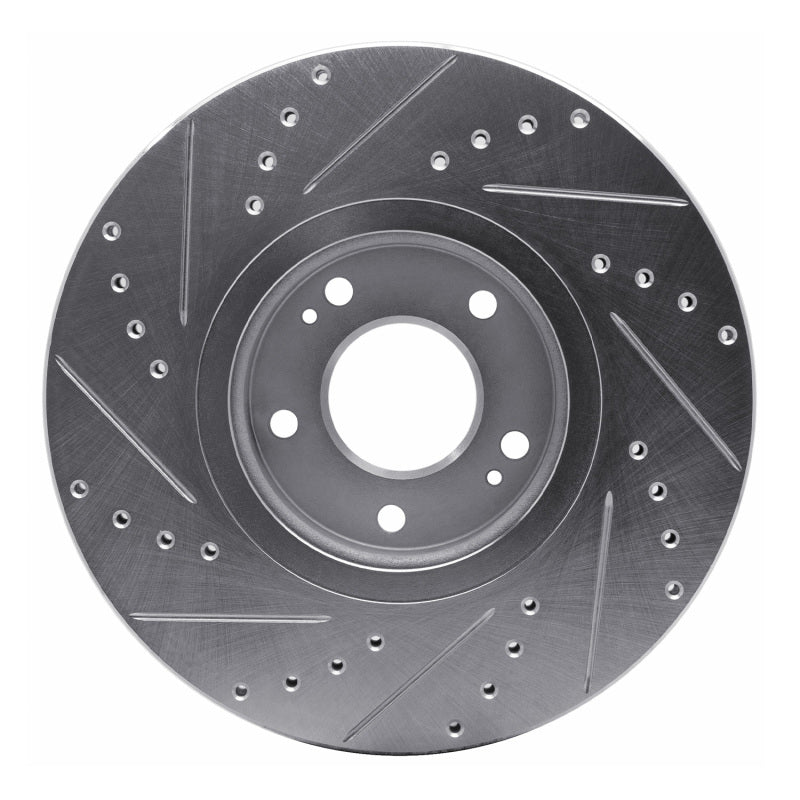 R1 Concepts R1 07-12 Hyundai Veracruz Front Right Drilled & Slotted Silver Brake Rotor