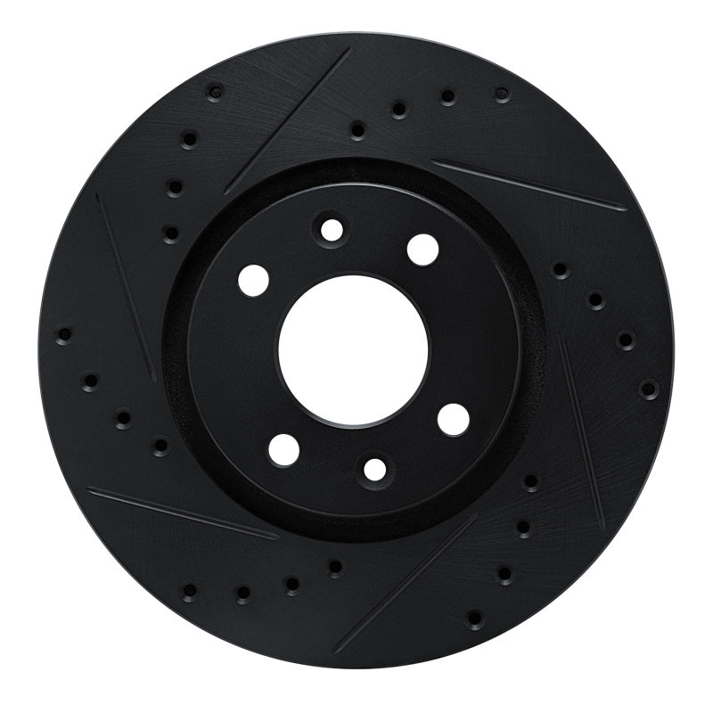 R1 Concepts R1 88-89 Eagle Medallion Front Left Drilled & Slotted Black Brake Rotor