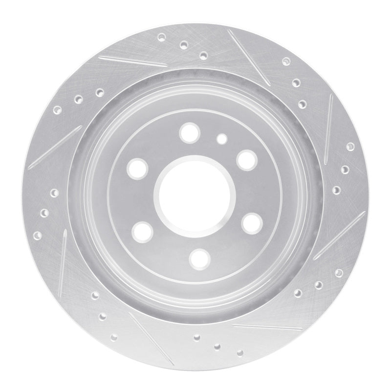R1 Concepts R1 10-16 Cadillac SRX Rear Left Drilled & Slotted Silver Brake Rotor