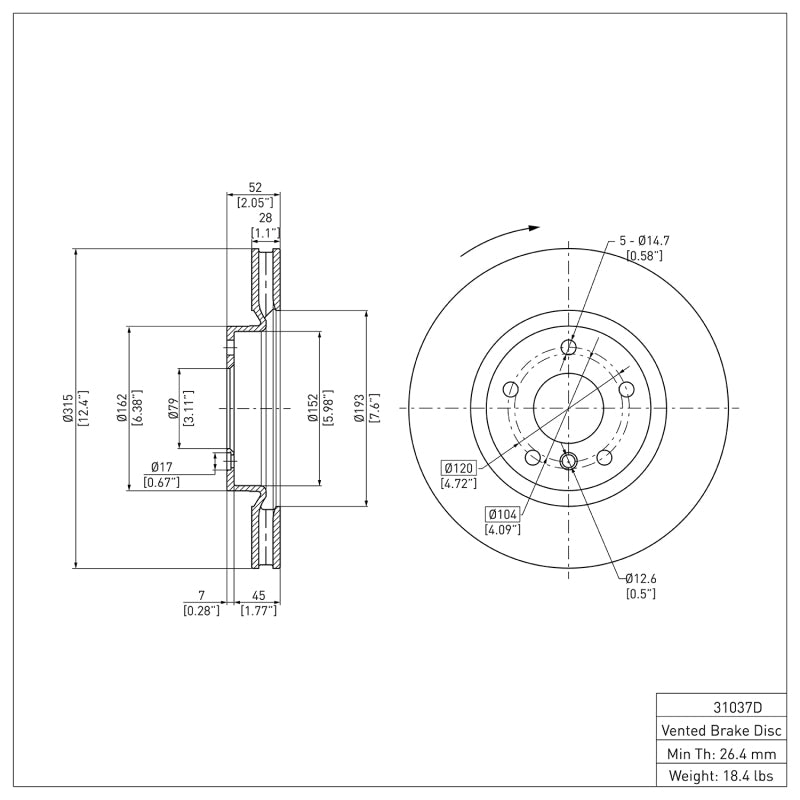 DFC 95-99 BMW M3 E36 Right Front Brake Rotor