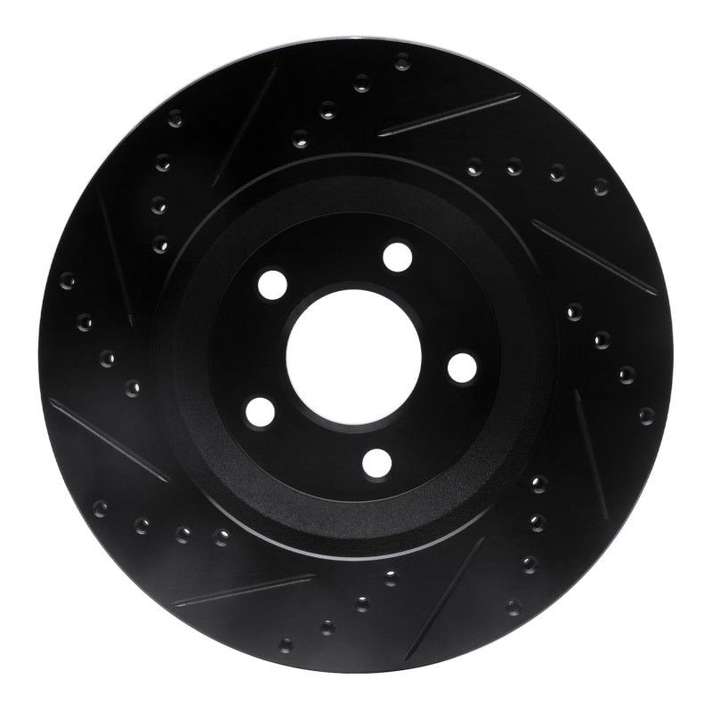 R1 Concepts R1 05-14 Ford Mustang Front Right Drilled & Slotted Black Brake Rotor