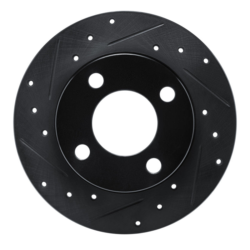 R1 Concepts R1 89-91 Audi 100 Quattro Rear Left Drilled & Slotted Black Brake Rotor