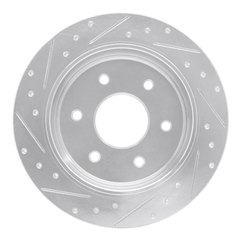 R1 Concepts R1 04-15 Infiniti QX56 Rear Right Drilled & Slotted Silver Brake Rotor