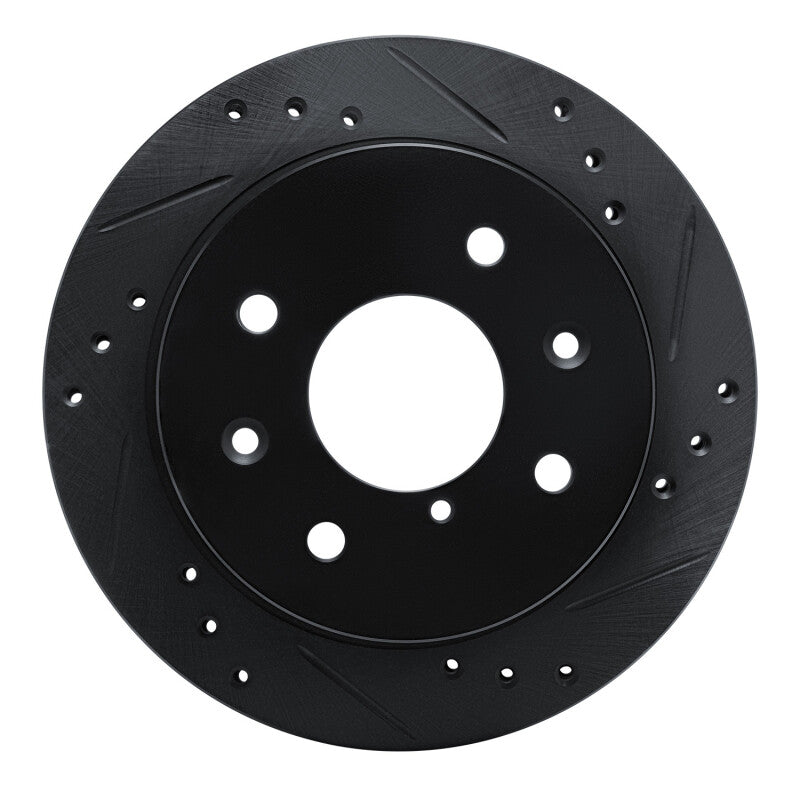 R1 Concepts R1 84-85 Mazda RX-7 Rear Right Drilled & Slotted Black Brake Rotor