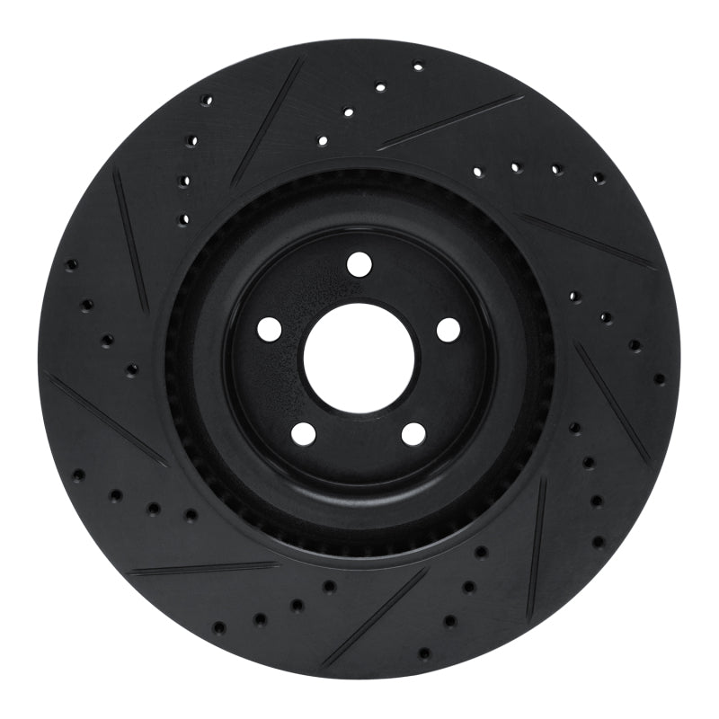 R1 Concepts R1 16-18 Ford Focus Front Right Drilled & Slotted Black Brake Rotor
