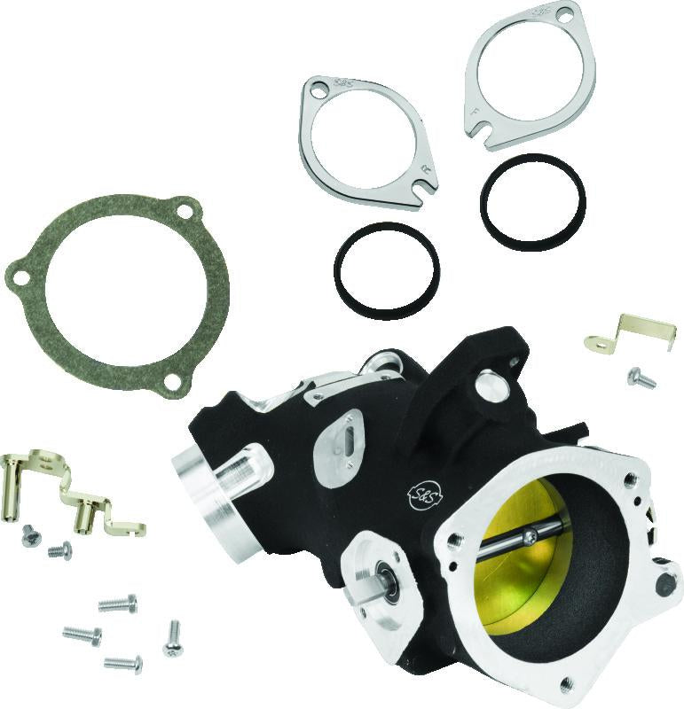 S&S Cycle 02-05 BT Size 410 58mm Cable Operated Throttle Body Kit - Wrinkle Black