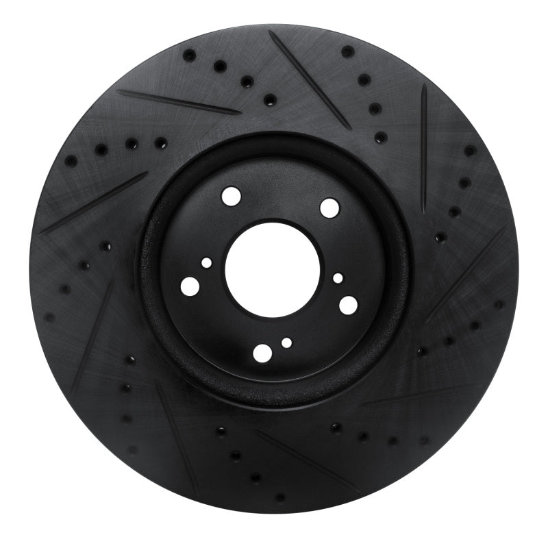 R1 Concepts R1 2013-2025 Acura Integra Front Left Drilled & Slotted Black Brake Rotor