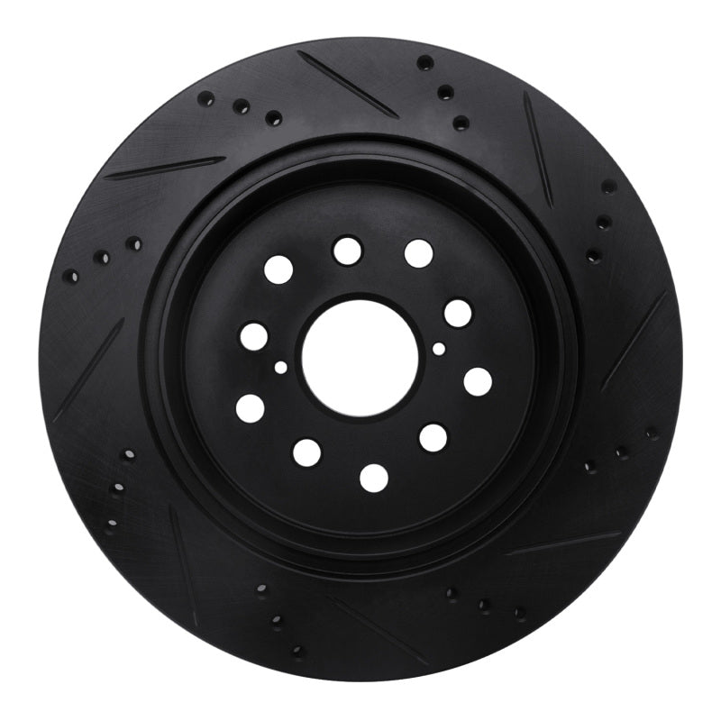 R1 Concepts R1 01-06 Lexus LS430 Rear Left Drilled & Slotted Black Brake Rotor