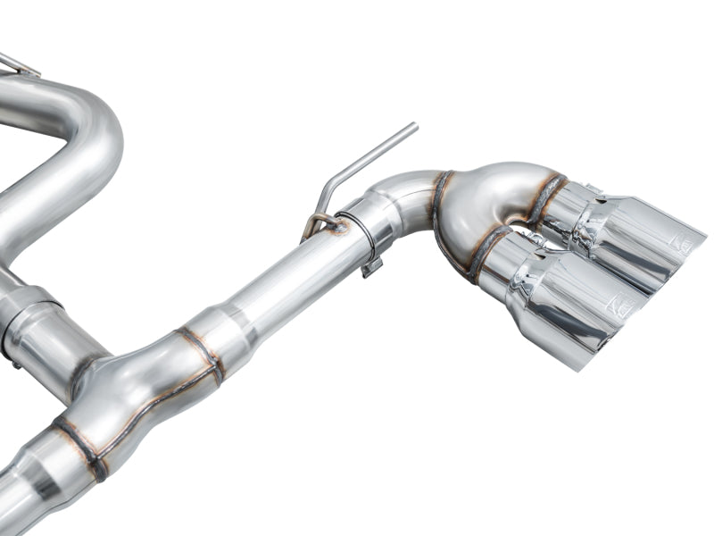 AWE Tuning MK8 Volkswagen Golf R 3in Track Edition Quad Exhaust - Chrome Silver Tips