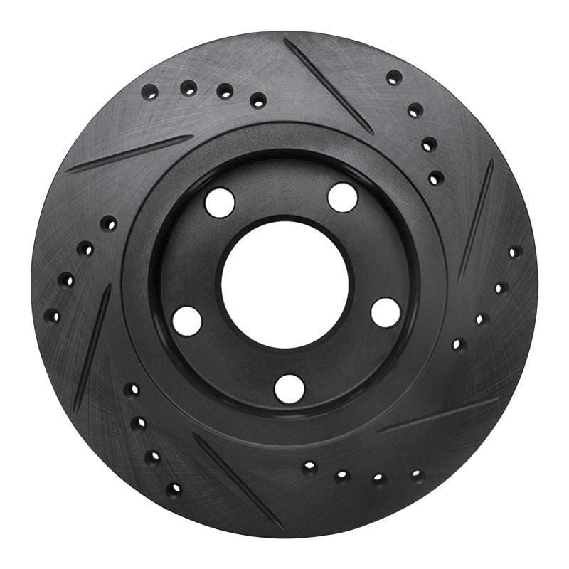 R1 Concepts R1 00-02 Audi S4 Rear Left Drilled & Slotted Black Brake Rotor