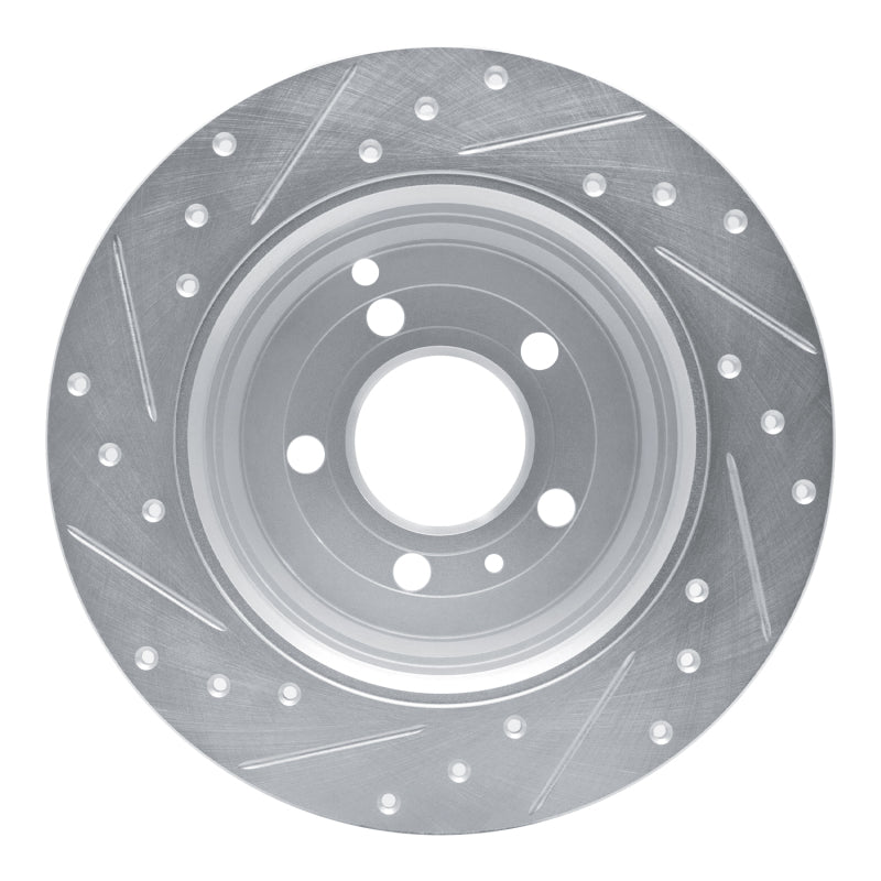 R1 Concepts R1 96-04 Volvo C70 Rear Right Drilled & Slotted Silver Brake Rotor