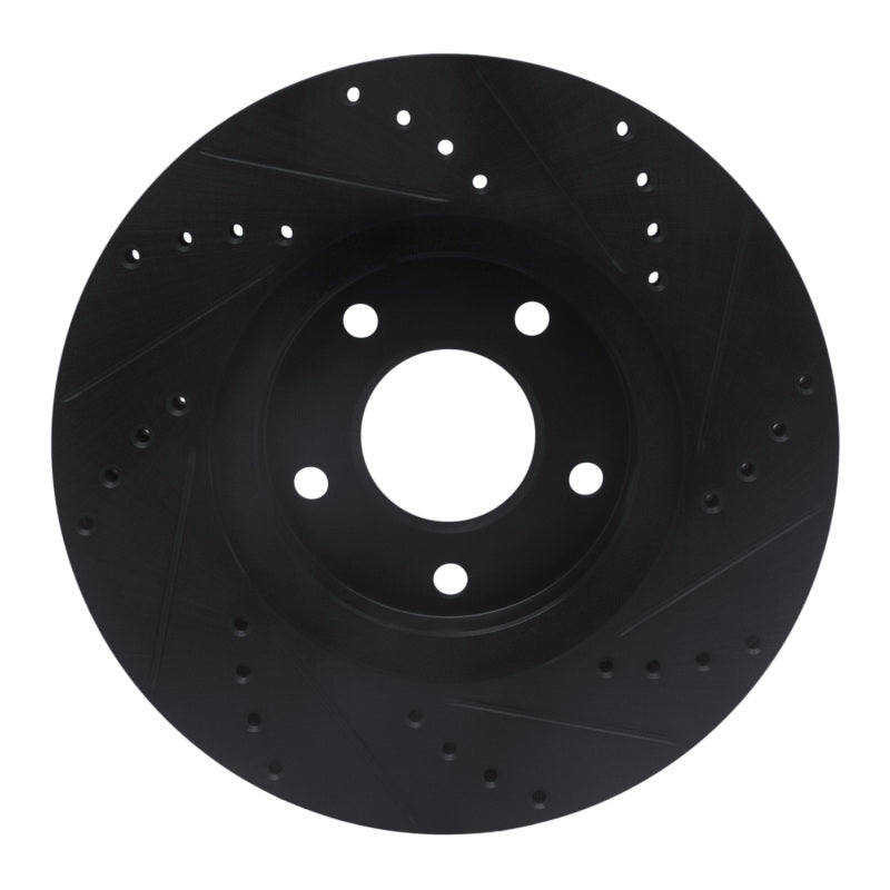 R1 Concepts R1 97-01 Infiniti Q45 Front Left Drilled & Slotted Black Brake Rotor