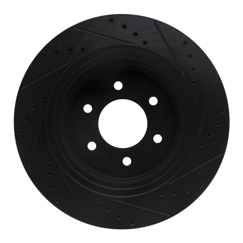 R1 Concepts R1 16-24 Nissan Titan XD Front Left Drilled & Slotted Black Brake Rotor