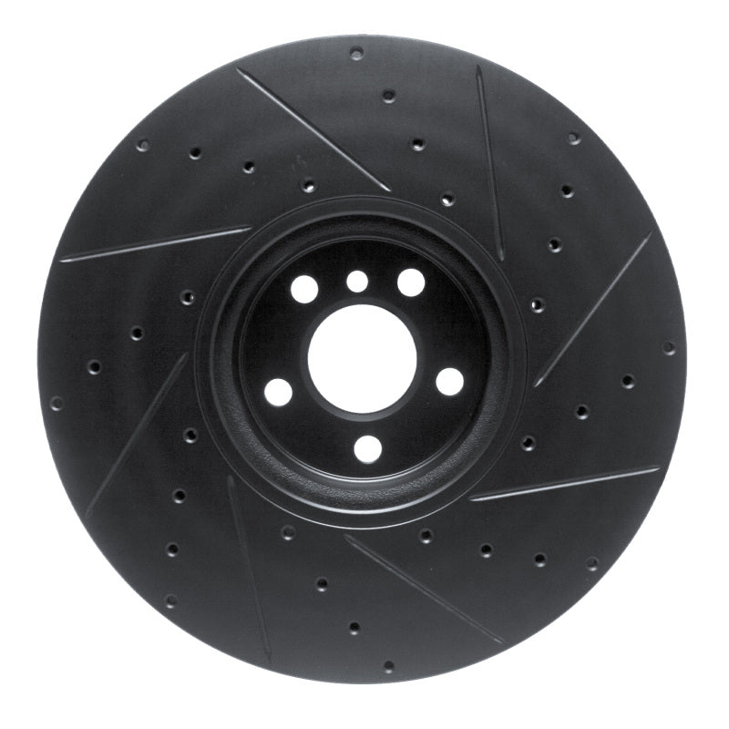 R1 Concepts R1 16-25 BMW i5 Left Front Drilled & Slotted Black Brake Rotor