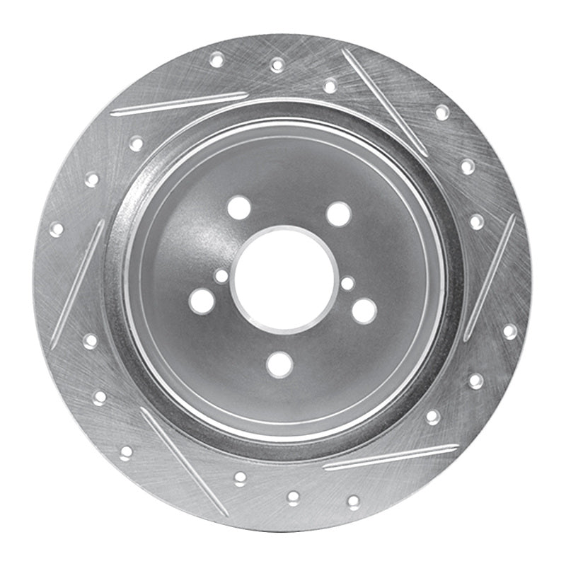R1 Concepts R1 05-09 Subaru Outback Rear Left Drilled & Slotted Silver Brake Rotor