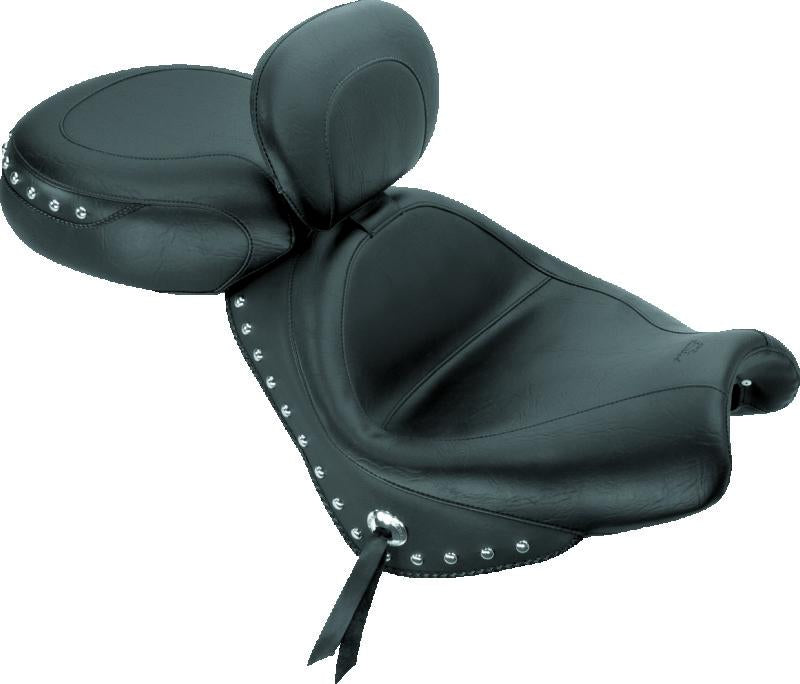 Mustang Motorcycle Mustang 02-08 Honda VTX1800 Retro, S ,T Wide Touring 2PC Seat w/Driver Backrest Studs - Black