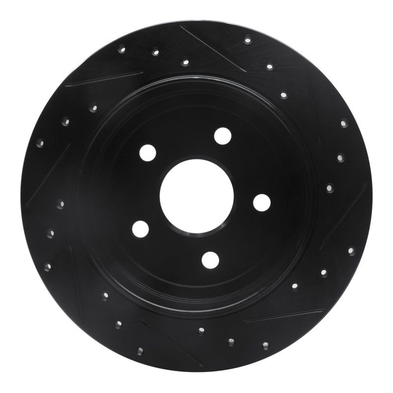 R1 Concepts R1 05-10 Jeep Grand Cherokee Rear Left Drilled & Slotted Black Brake Rotor