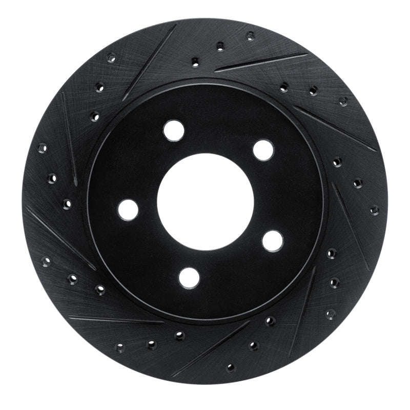R1 Concepts R1 82-90 Ford Mustang Rear Left Drilled & Slotted Black Brake Rotor