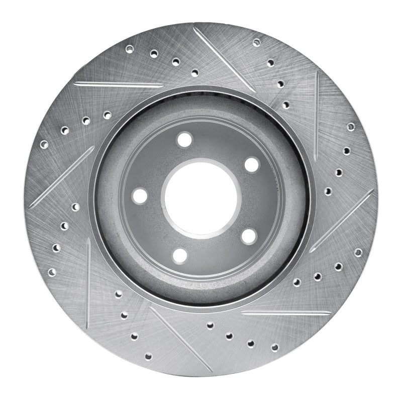 R1 Concepts R1 13-25 Infiniti Q50 Front Left Drilled & Slotted Silver Brake Rotor