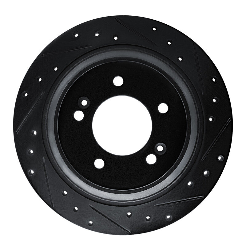 R1 Concepts R1 17-23 Hyundai Kona EV Rear Right Drilled & Slotted Black Brake Rotor