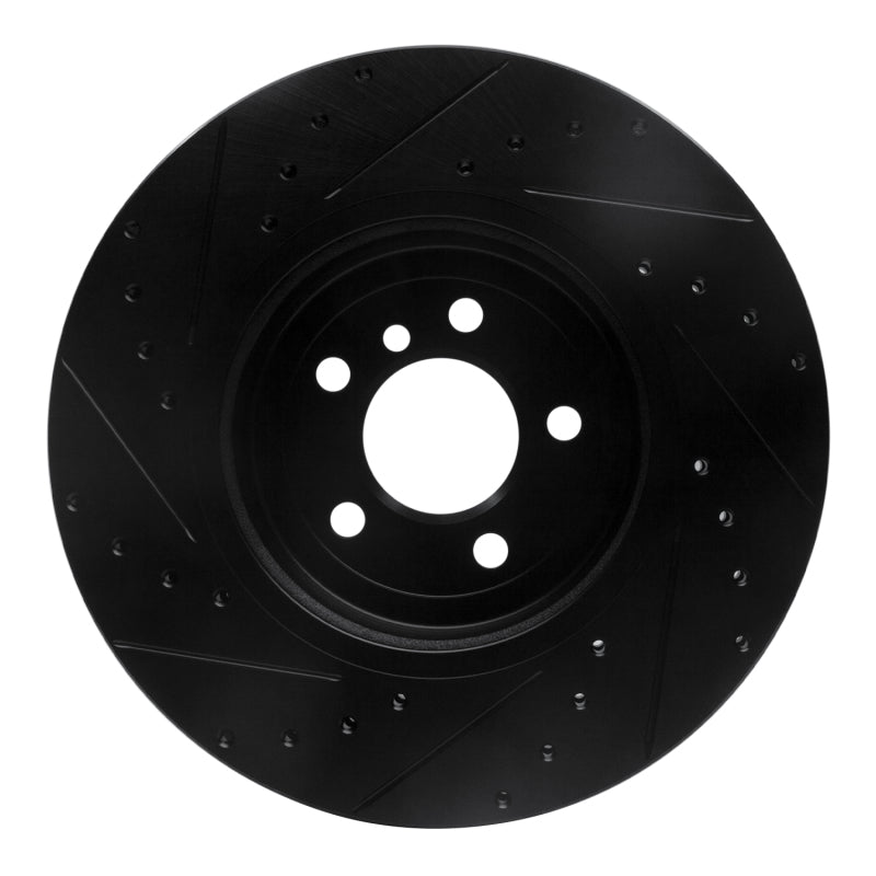 R1 Concepts R1 11-19 BMW ActiveHybrid 5 Front Right Drilled & Slotted Black Brake Rotor