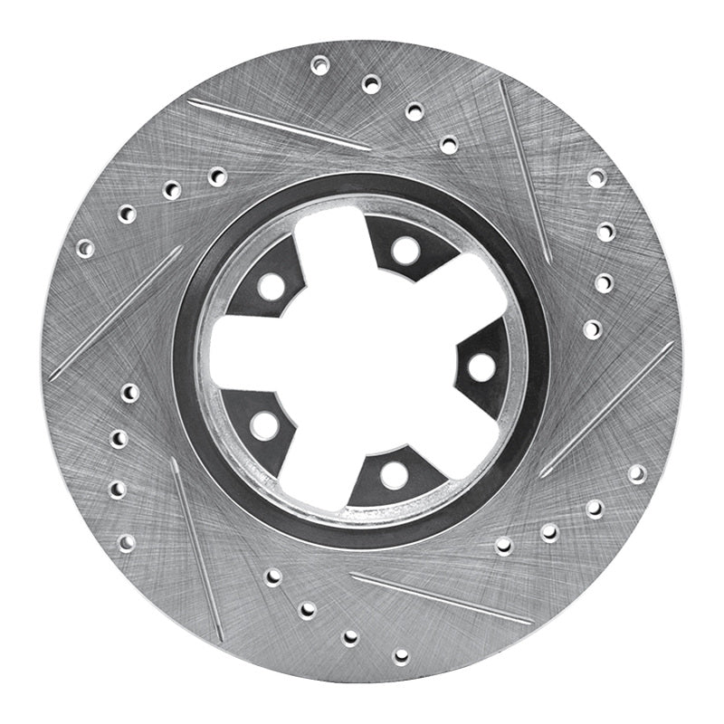 R1 Concepts R1 1984-1989 Nissan 200SX Front Left Drilled & Slotted Silver Brake Rotor