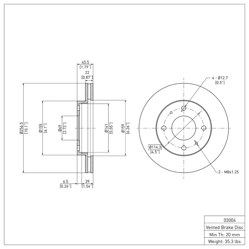 DFC 89-98 Hyundai Sonata Front Brake Rotor