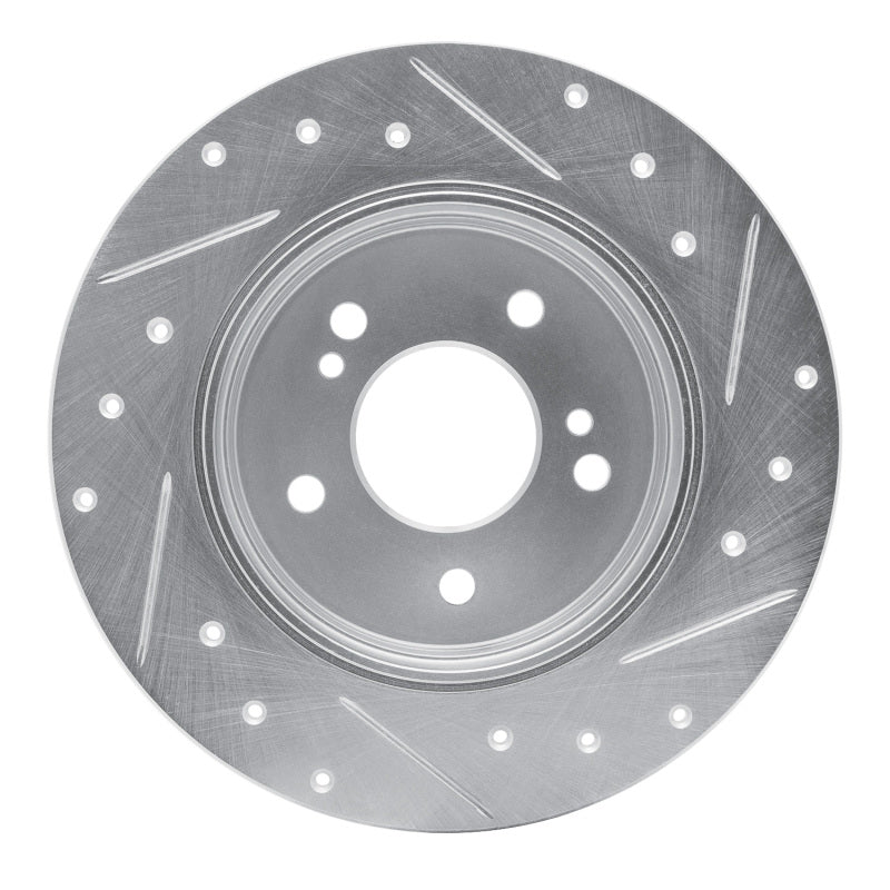 R1 Concepts R1 87-15 Chrysler Crossfire Rear Left Drilled & Slotted Silver Brake Rotor