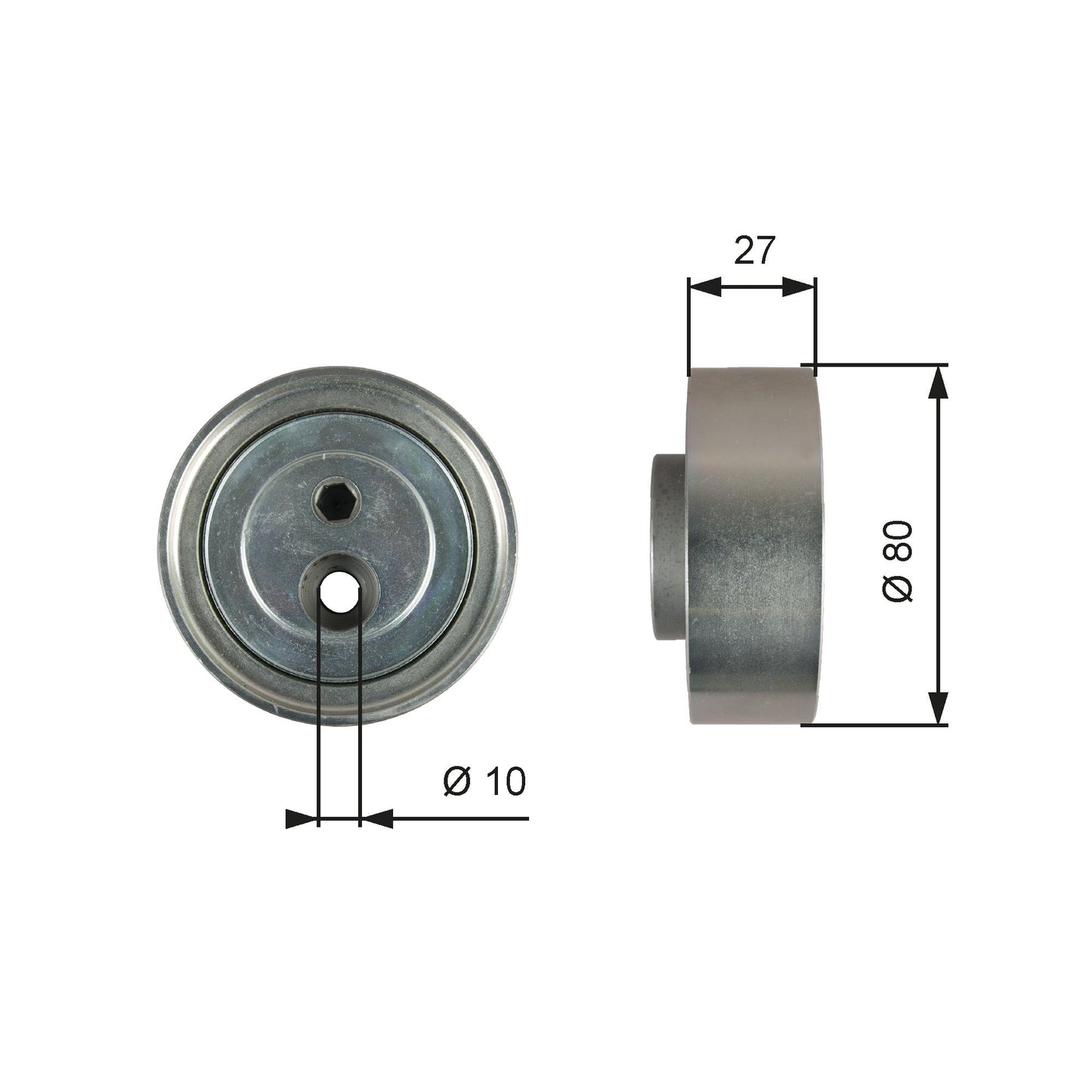 GATES GATT36755 V-Ribbed Belt Deflection/Guide Pulley