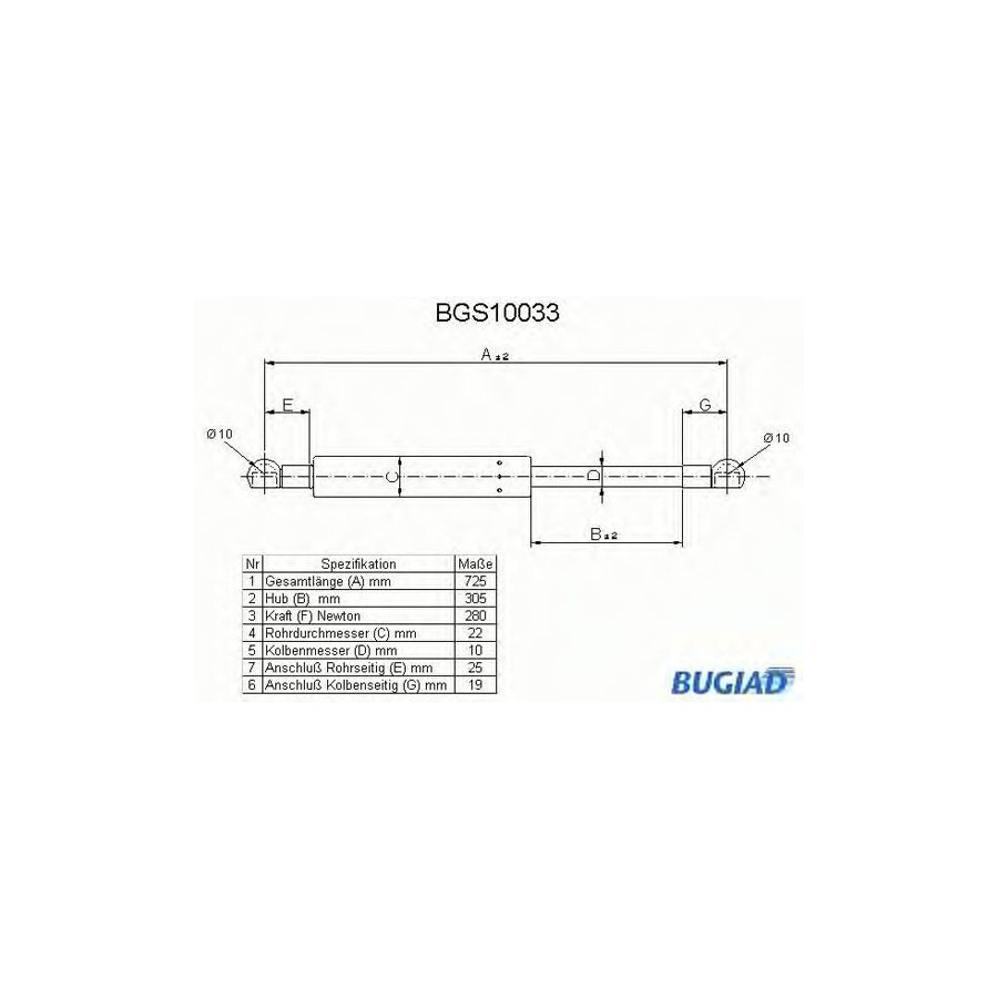 BUGIAD Bgs10033 Bonnet Strut