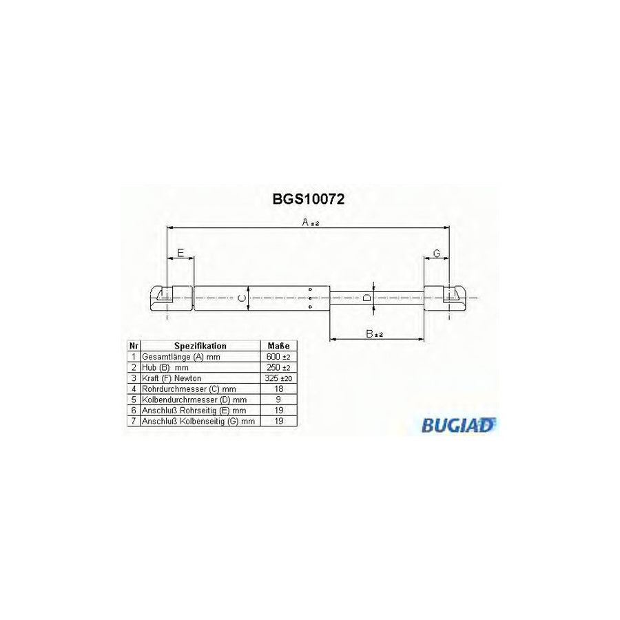BUGIAD Bgs10072 Tailgate Strut for Citroen Zx Hatchback (N2)