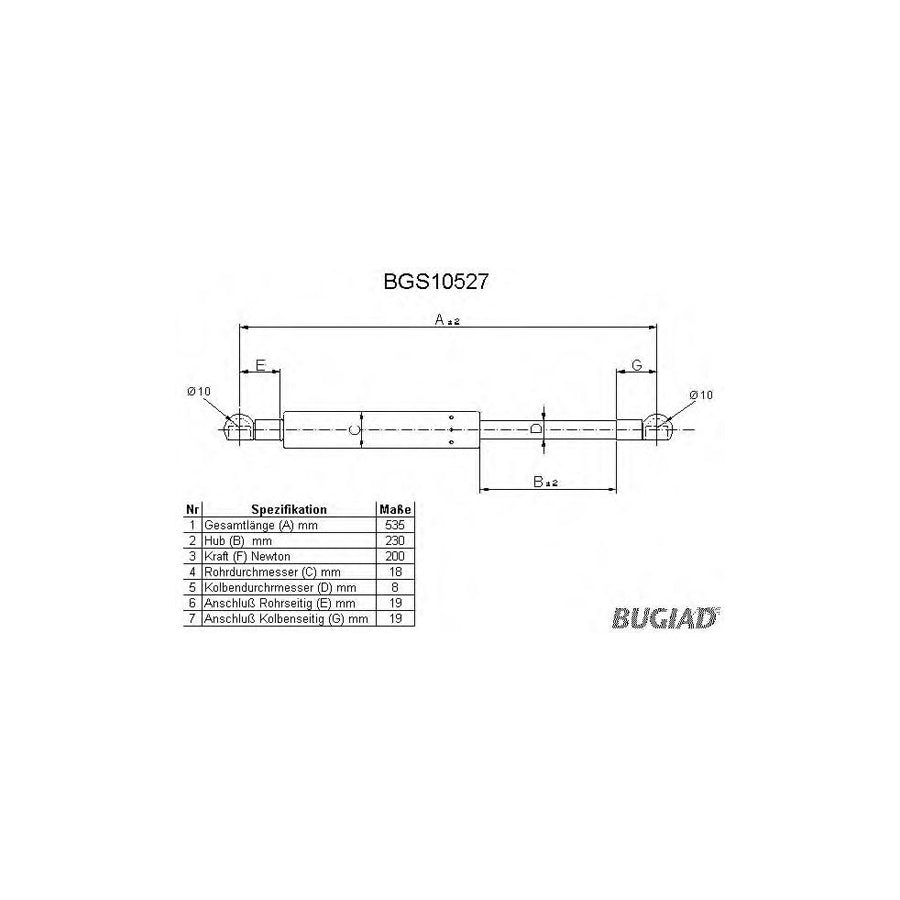 BUGIAD Bgs10527 Tailgate Strut for Volvo 480 E (482)