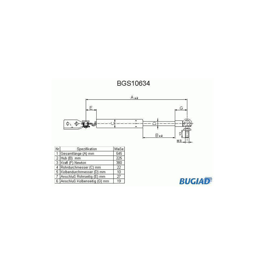 BUGIAD Bgs10634 Tailgate Strut for Mazda 323F V Hatchback (Ba)
