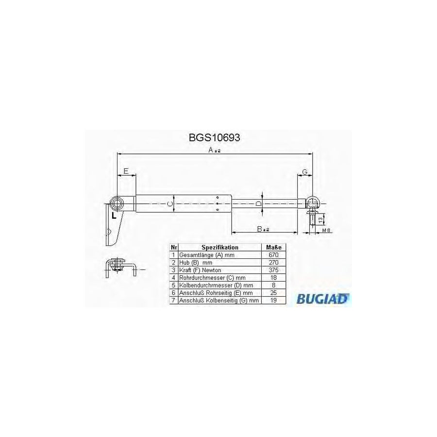 BUGIAD Bgs10693 Tailgate Strut for Mazda 323 III Estate (Bw)