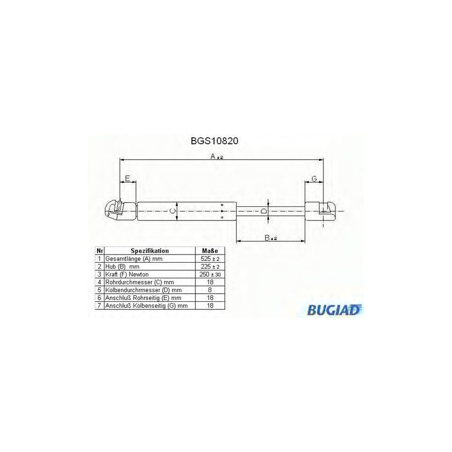 BUGIAD Bgs10820 Bonnet Strut for Saab 9-3
