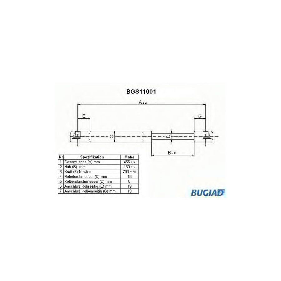BUGIAD Bgs11001 Tailgate Strut for Ford Focus Mk1 Hatchback (Daw, Dbw)