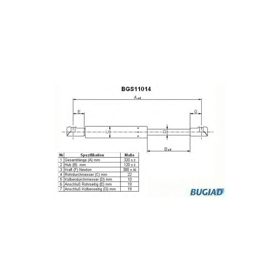 BUGIAD Bgs11014 Tailgate Strut for Saab 9-3 Convertible (Ys3F)