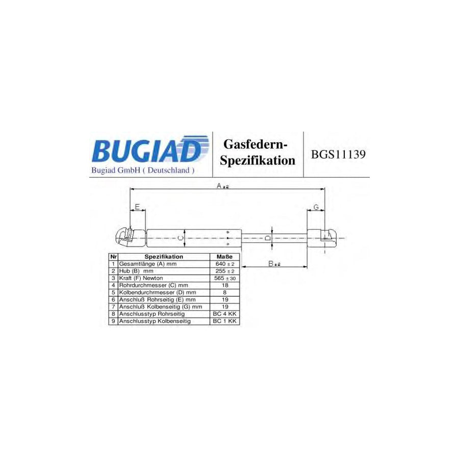 BUGIAD Bgs11139 Tailgate Strut for Citroen C4 I Picasso (Ud)