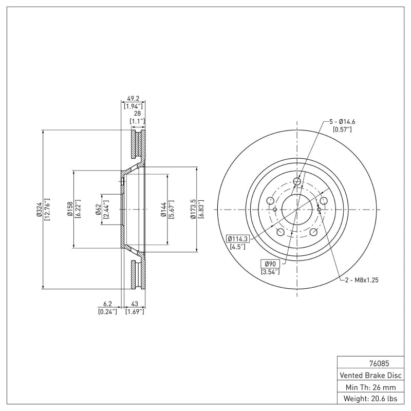 DFC 09-15 Toyota Venza Front GeoSPEC Coated Rotor