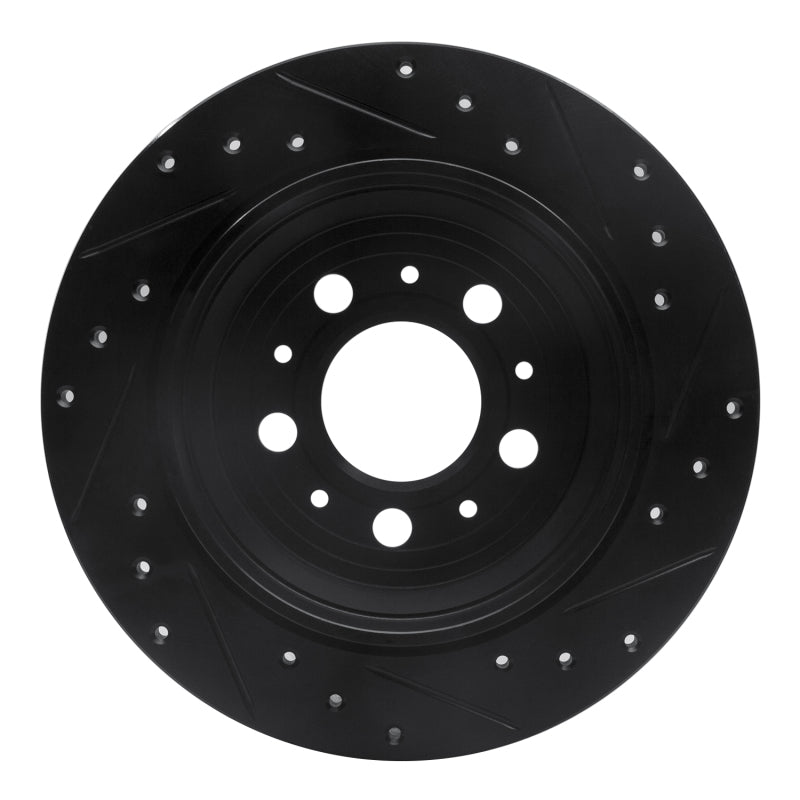 R1 Concepts R1 99-09 Volvo V70 Rear Left Drilled & Slotted Black Brake Rotor