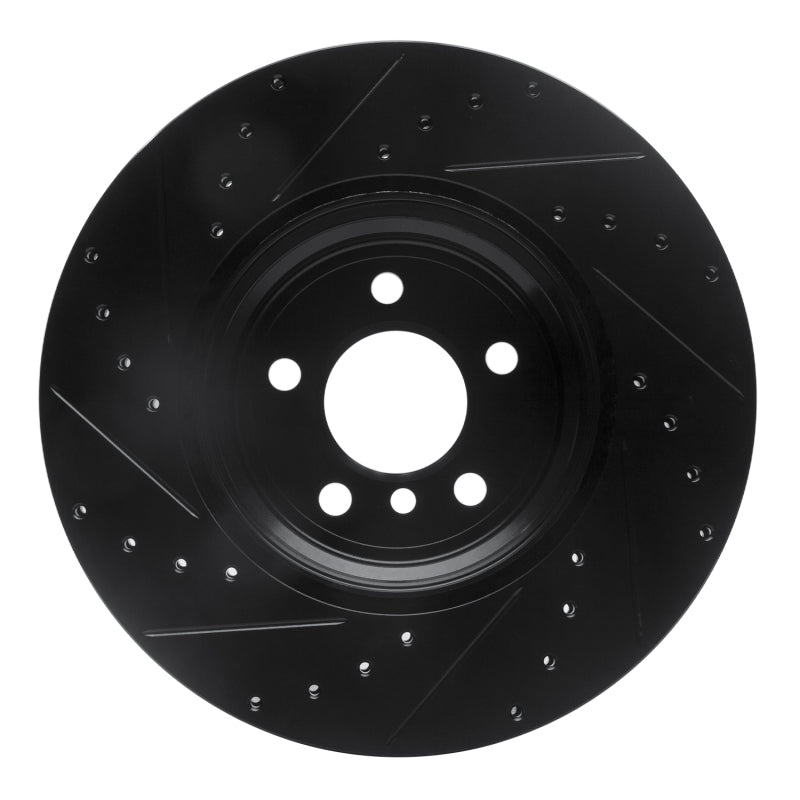 R1 Concepts R1 07-19 BMW X6 Rear Right Drilled & Slotted Black Brake Rotor