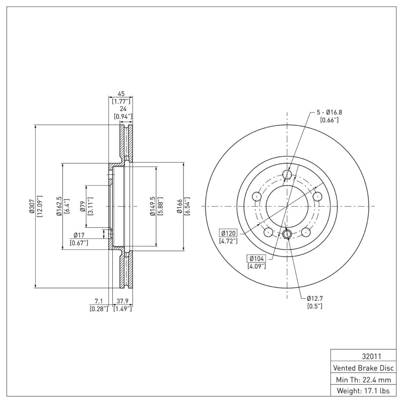 DFC 11-16 Mini Cooper Countryman Front Brake Rotor