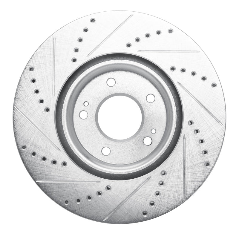 R1 Concepts R1 03-06 Mitsubishi Lancer Front Right Drilled & Slotted Silver Brake Rotor