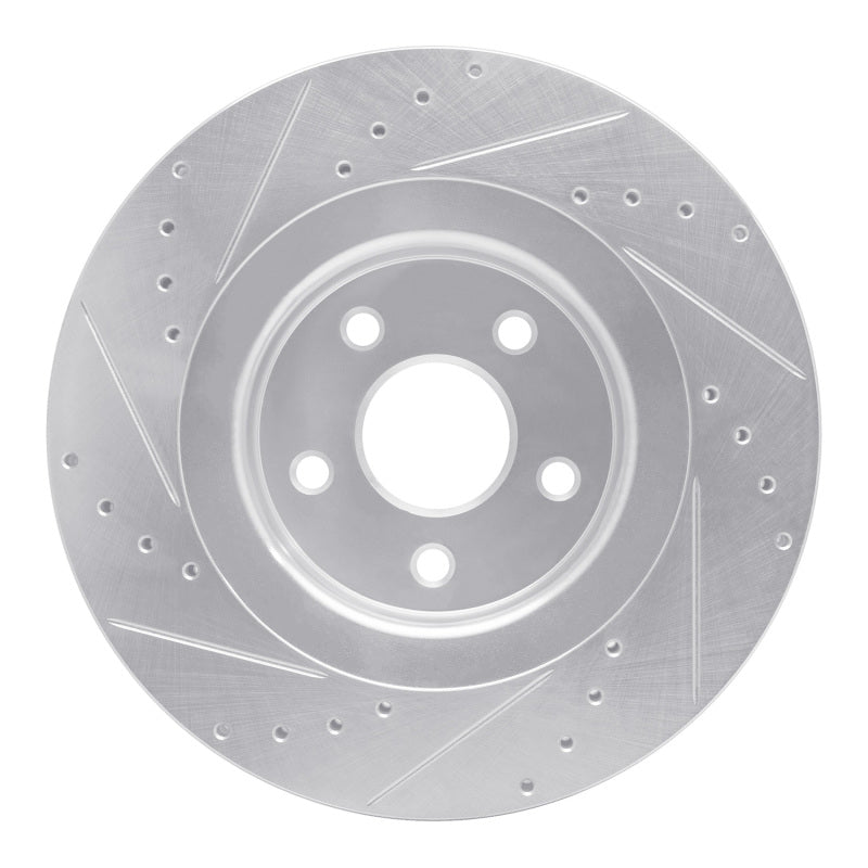 R1 Concepts R1 06-10 Jeep Grand Cherokee Front Right Drilled & Slotted Silver Brake Rotor